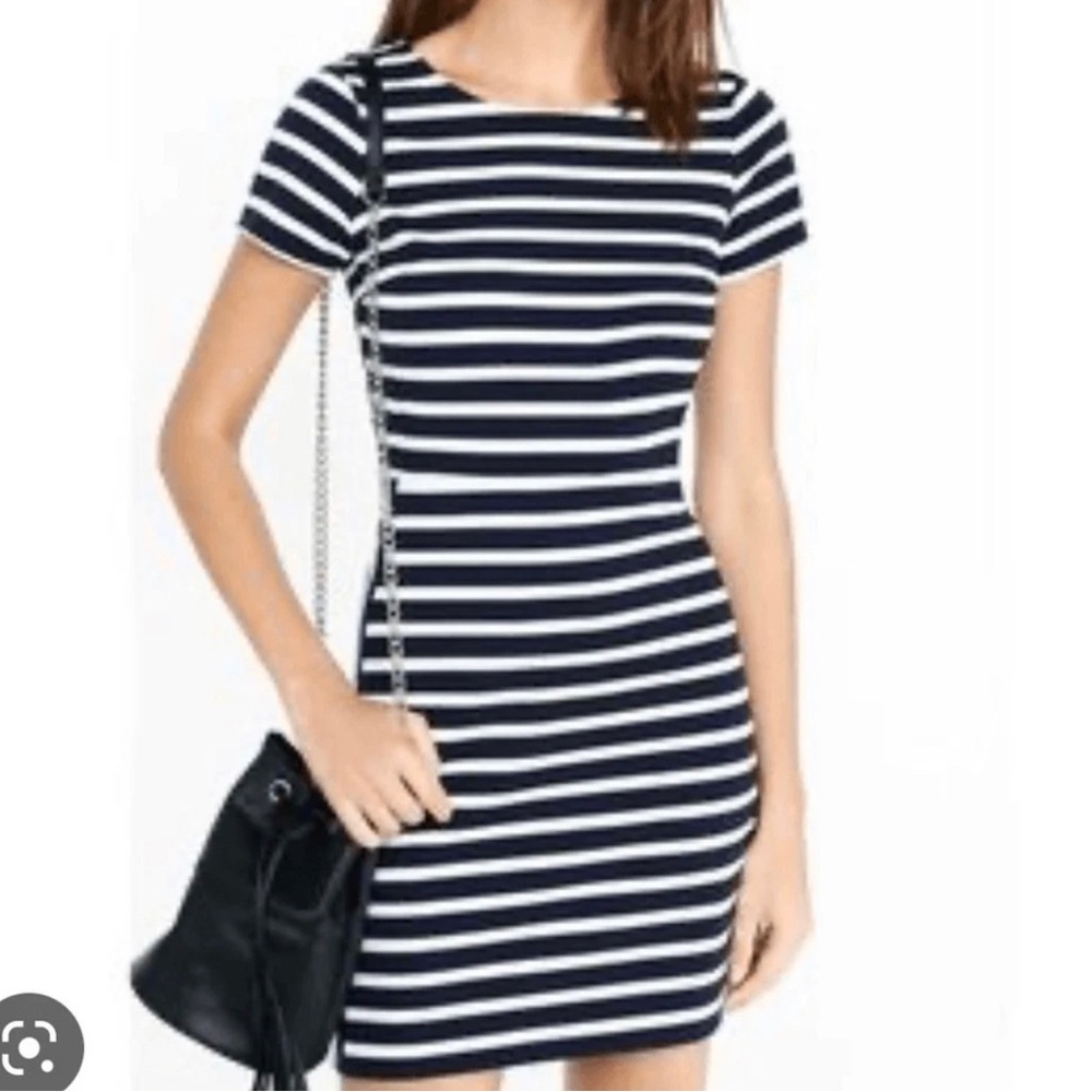 Express Navy and White Striped Mini Dress